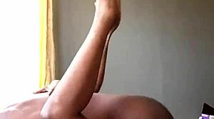 the milf bent over for backshots and pounding, ending in a creampie