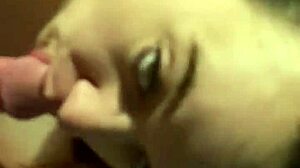 wife gives late night blowjob on porch