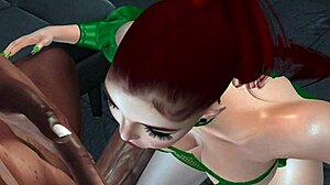 Stacy Munro stars as redhead in cartoon interracial adventure, exploring scenes with various characters.