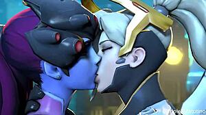 Animated 3D Lesbian Yuri Kissing Hentai