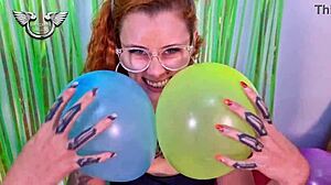 Latina friends play with balloons amateur style