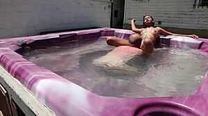 Dayanara ENJOYS skinny pool jacuzzi bath relaxation