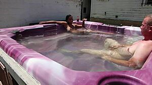 Dayanara ENJOYS skinny pool jacuzzi bath relaxation