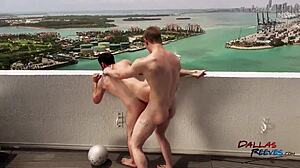 Johnny and Robbie Rivers bareback fuck in penthouse pool