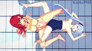 Ruri Hoshino in Festenia Muse se ukvarjata z divjo lezbijsko igro iz Martian Successor Nadesico hentai