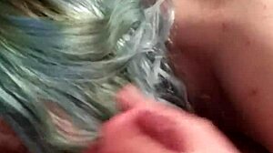 Blue Hair Girl Giving Me Long Blow Job!