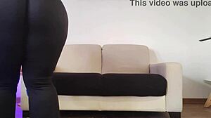 pawg cleans apartment wearing tight pants