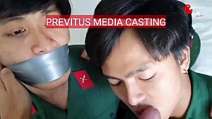 Uniformed officers fall for gay casting trick, getting kinky