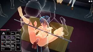 Blue haired girl enjoys fun activities.