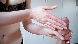 How to give a slow and sensual handjob to a big and lubricated cock