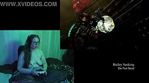 naked bbw plays deadspace with big tits exposed