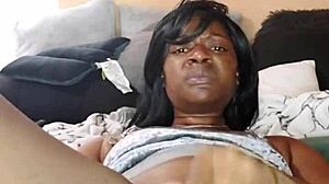 Ebony Naejae Strips And Squirts In Close Up