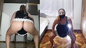 She rips clothes for homemade anal with dildo striptease. POV slut action.