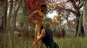Gay porn video in the woods with Fallout 4 theme