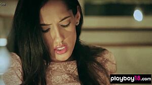 Classy Brunette Fingering in Lingerie Tease