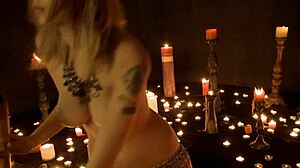 Amateur Ritual With Candles And Outdoor Masturbation