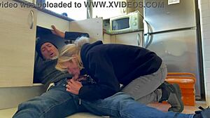Mature Blonde Wife Receives Assistance from Plumber in the Kitchen