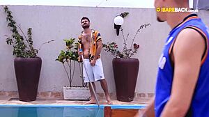 Fucking A Brute Man Bareback In Pool POV