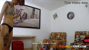 In The Latina Fuck Tour, A Petite Yoga Girl's Tight Pussy Gets Stretched