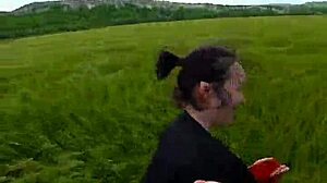 Deep Throating Pov Blowjob In A Field Big Tits Tattoo Nature Public