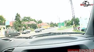 Brunette milf takes outdoor creampie in mmf threesome