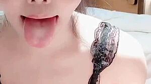 Goddess chokes on rough deepthroat blowjob