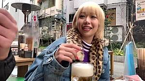 Hey, check out this cute blonde gal in red lingerie giving an intense handjob!