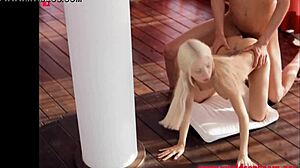 thin beautiful blonde fucked on pole?