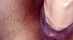 Latina amateur uses big dildo on her ass and tits