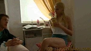 russian blonde students in personal encounter