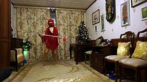 I-I danced as a belly dancer in red lingerie