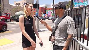 Hawk Tuah Blonde Teen Does Street Interview Blowjob and Deepthroat