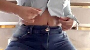 Latina teen shakes her big ass in thong!