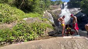 i and my friend took the hot black girl to the waterfall and fucked her