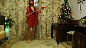 I-I danced as a belly dancer in red lingerie