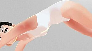 Anime girl stretches in yoga exercise routine