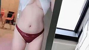 asian beauty pleasures herself alone