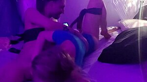 A sexy blonde performs deepthroat