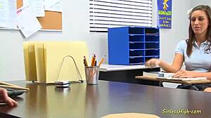 Slutty Brunette Babe Seduces Teacher Intensely