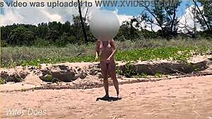 wife dares to play football nude at clothed beach