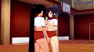 asuka and homura intense lesbian play - senran kagura hentai