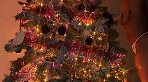 Miss Santa Claus receives a big Christmas cock gift