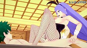 Nejire hado and tsuyu asui bunny girls fuck izuku midoriya intensely!