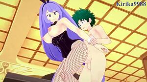 Nejire hado and tsuyu asui bunny girls fuck izuku midoriya intensely!