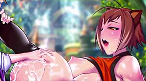 Karl dominates Makoto with monster cock in BlazBlue