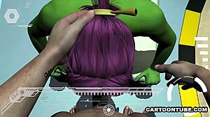 Beautiful anime pussy gets hard fucking from POV of a 3D alien