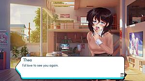 Gamer meisje Thea speelt met grote tieten in hentai stijl