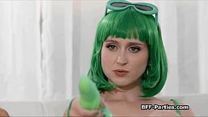 defeated superheroes sharing dildo and dick