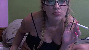 Anime Girl Masturbates While Smoking With Painted Lips