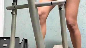 Corajosa licks pussy in gym voyeur